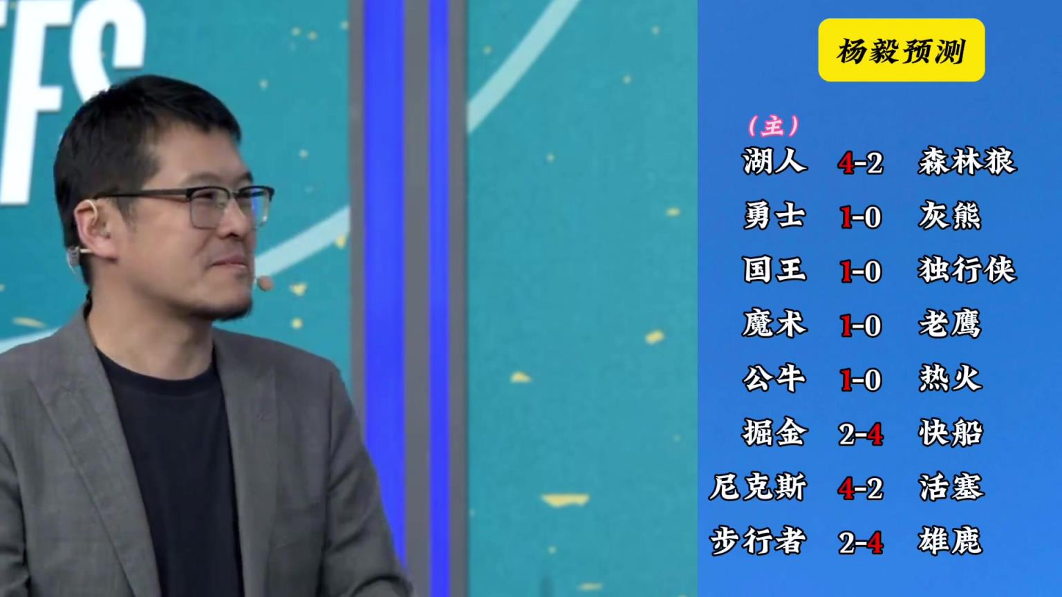 明燈來(lái)了！看看楊毅的季后賽預(yù)測(cè)：湖人4-2狼 快船4-2掘金